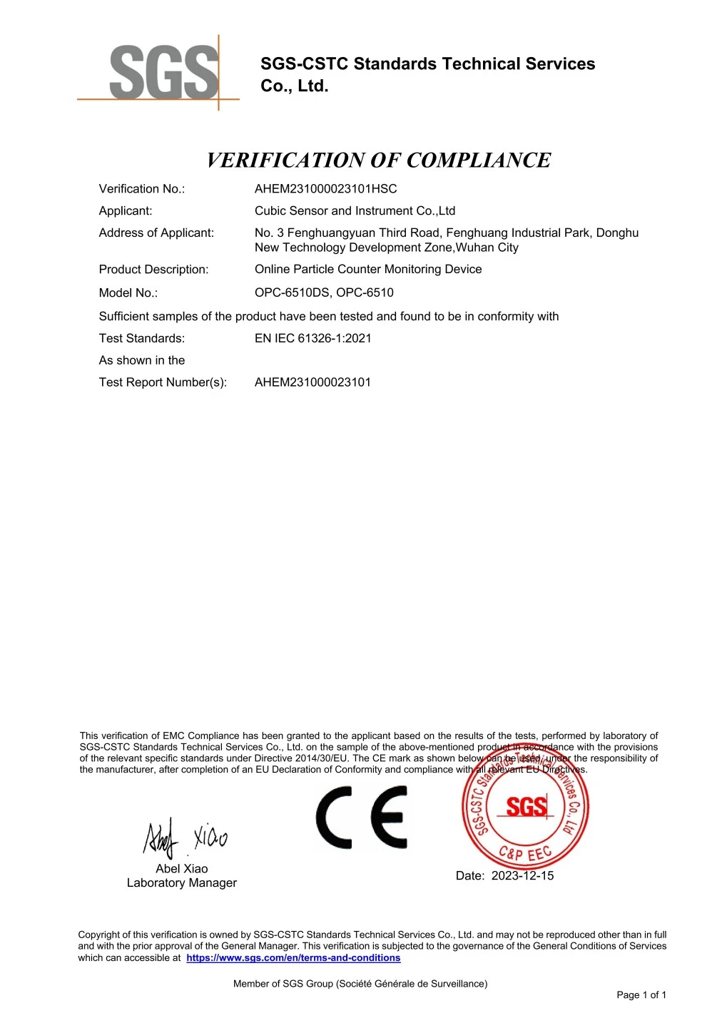 AM6108A RESET-Zertifikat